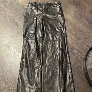 Black High-Waisted Faux Leather Pants